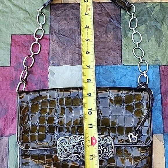 Brighton "All You Need Is Love" Faux Patent Leather Croc Embossed Purse Bag -EC - Picture 4 of 9